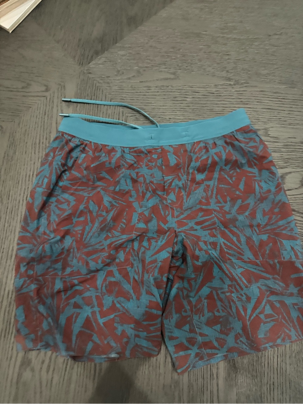 lululemon athletica Teal and Brown Patterned Swim Trunks